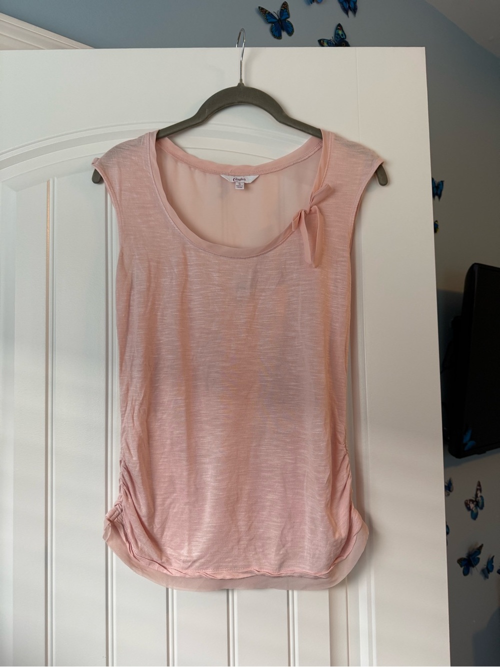 Light Pink Sleeveless Tie-Accent Women's Top